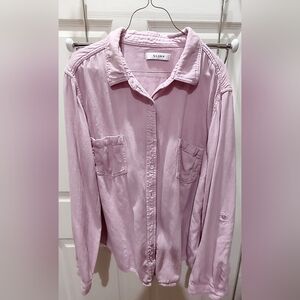 Pink Denim Women's Plus Size Long Sleeve Shirt